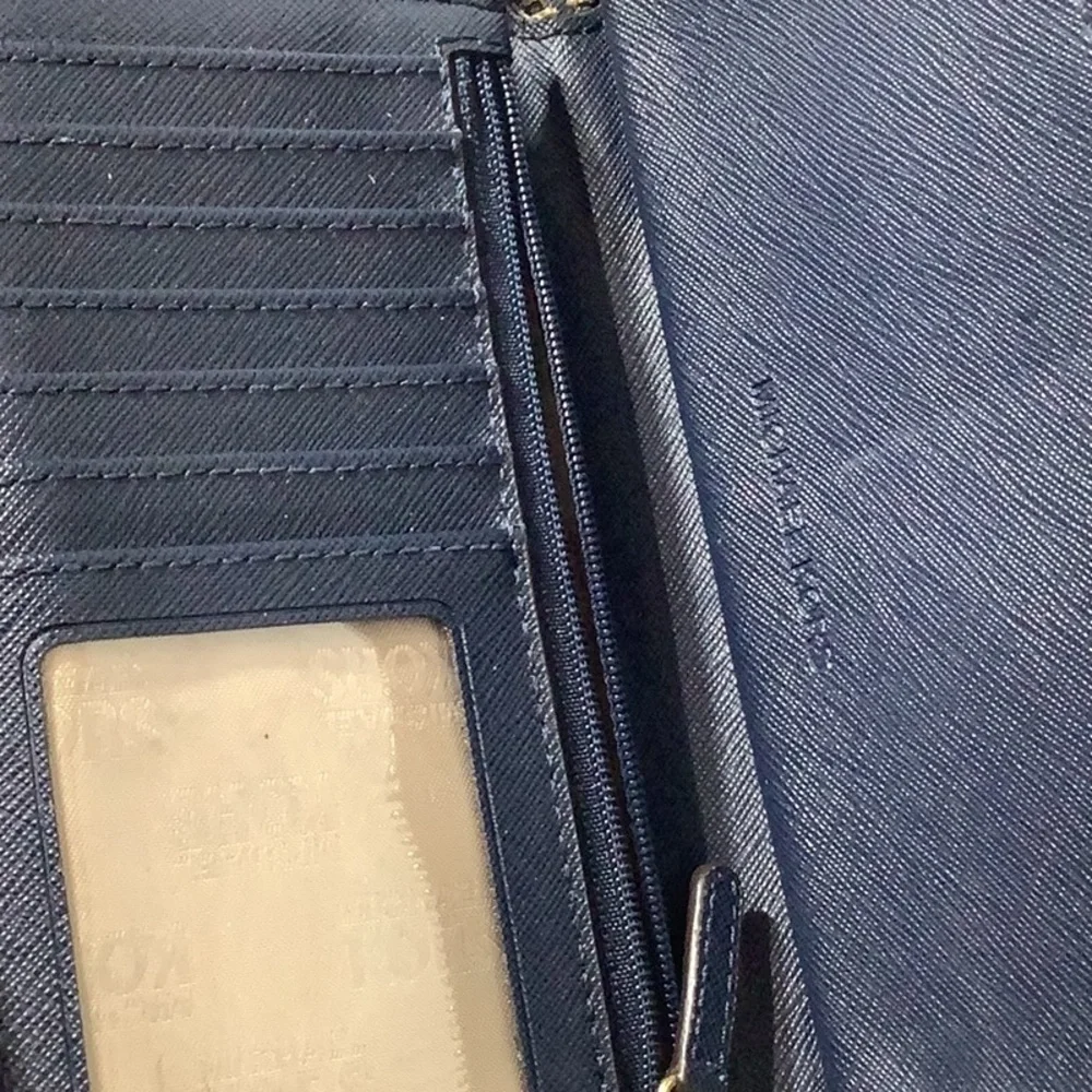 Michael Kors - Dark Blue - gold MK - wristlet - detachable carry - CC slots & ID